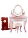 Wooden Dressing Table and Stool Set, Princess Rapunzel Vanity Set with Mirror and Chair, Kids Wooden Makeup Table, Role Play Toy for Girls