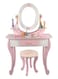 Wooden Dressing Table and Stool Set, Princess Rapunzel Vanity Set with Mirror and Chair, Kids Wooden Makeup Table, Role Play Toy for Girls
