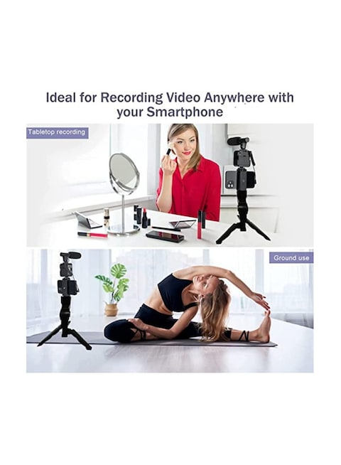 Smartphone Vlogging Video Kit with Microphone Tripod LED Light Wireless Remote Phone Holder Phone Stands Smartphone Video Microphone Rig Kit for YouTube, TIK Tok, Filming