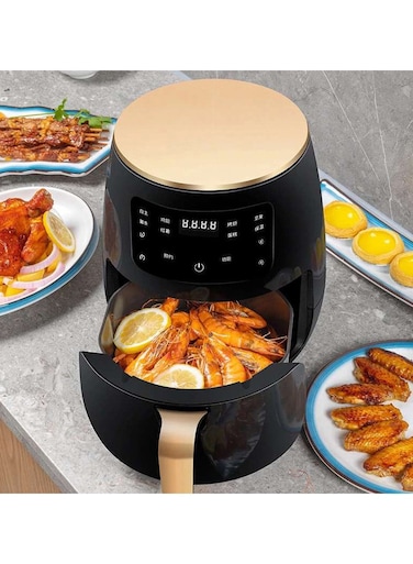 مقلاة هوائية، فرن رقمي ساخن، طباخ بدون زيت مع شاشة LED تعمل باللمس، محمصة حرارية، تحكم في درجة الحرارة، 6 إعدادات مسبقة للطعام، سلة غير لاصقة بقدرة 1400 وات