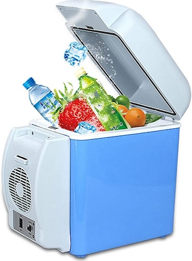 Camping Fridge Portable Mini Car Fridge Hot and Cold 7.5 Liter with Adjustable Shoulder Strap Electric Cool Box Run Quietly for Camping Road Trip travel party and Picnic