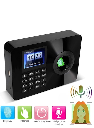 Fingerprint Password Attendance Machine  Biometric Attendance Device with 2.4 Inch TFT LCD Screen Employee Checking in Recorder Access Control Time Attendance Clock