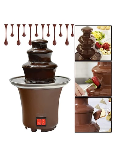3 Tiers Mini Chocolate Fondue Fountain Electric Melting Machine Chocolate Fountain Mini Hot Chocolate Fondue Pot, Perfect for Nacho Cheese, BBQ Sauce, Ranch, Liqueurs