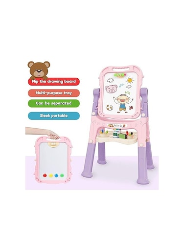 Rotating Double-Sided Magnetic Blackboard Easel for Kids &ndash; Adjustable Art Easel with Painting Accessories &ndash; Perfect for Toddlers Boys and Girls