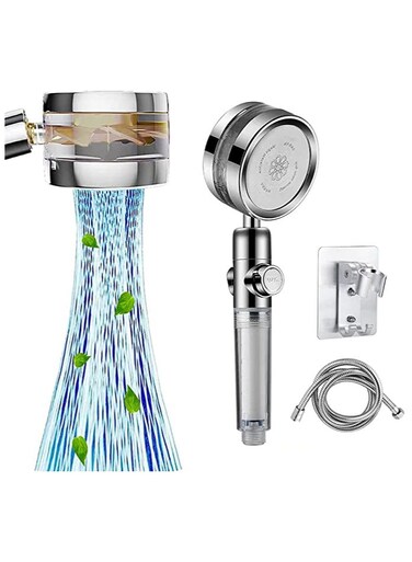 مروحة دوارة مزودة بشاحن توربيني بزاوية 360 درجة ومروحة ضغط دوارة مزودة بمروحة دوارة مزودة بمروحة دوارة وشحن توربو رأس دش مع فلتر ومفتاح إيقاف مؤقت سهل التركيب