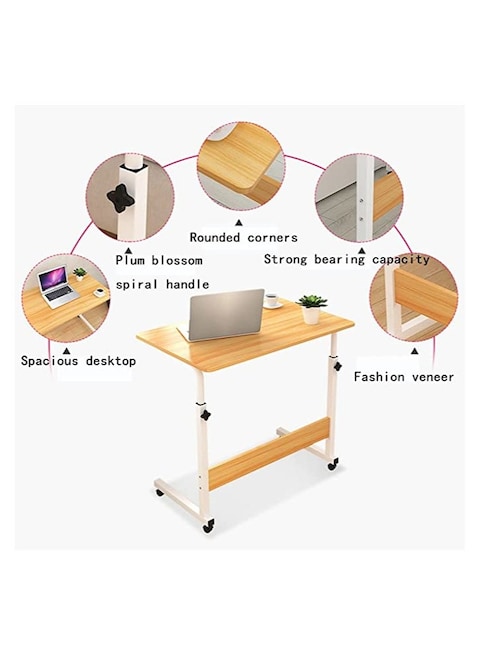 Medical Height Adjustable Overbed Table Food Tray Desk Moveable Rolling Portable Notebook Sofa Side Hospital and Home Use