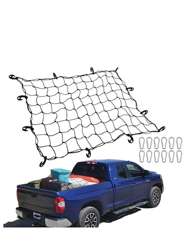 Heavy Duty Truck Cargo Net Designed for Pickup Truck Beds Rooftop Cargo Carriers ATVs UTVs and Cargo Hitches featuring Small Mesh for Securely Holding Large Loads