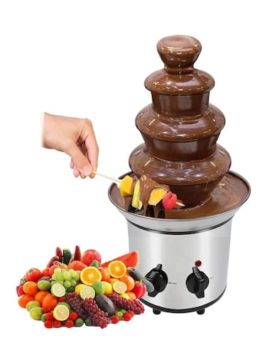 Commercial Stainless Steel Electric Melting Machine Chocolate Fondue Fountain Large Size Electric Chocolate Melting Pot for for Commercial Household Wedding Birthday