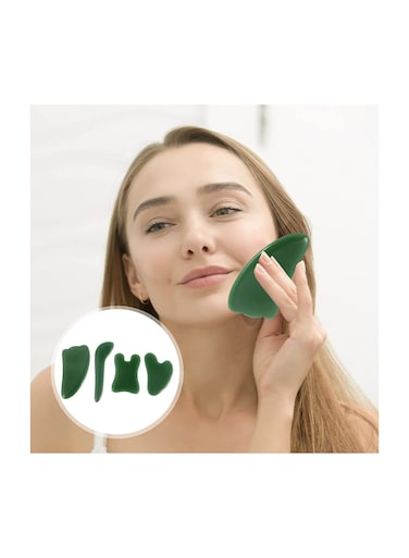 1 Set of 4pcs gua sha  Facial Scraping Board Massager Board Eyes Facial Kit Skin Roller for Face Eyes Neck Body Muscle Relaxing Anti Wrinkle Green
