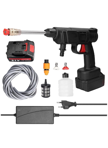 ماكينة غسيل سيارات لاسلكية محمولة ذات ضغط عالي 48 فولت مع مسدس رش الماء. مثالية لتنظيف حديقة المنزل ومجموعة غسيل السيارات.