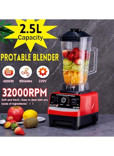 Commercial Blender Mixer Juicer, 2.5L BPA-Free Heavy Duty Food Processor with Timer, Ice Smoothies Crusher for Kitchen, Professional-Grade Power &amp; Versatility