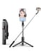 Extended Wireless Bluetooth Selfie Stick Tripod with Remote Shutter for Android - Foldable, Lightweight, Adjustable, Portable Selfie Stick for Photos and Videos, Compatible with All Android Phones