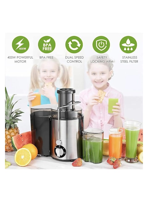 Electric Juicer Machine with Wide Chute &ndash; Whole Fruit Juicer Extractor for Juicy Vegetables &amp; Fruits &ndash; Powerful Mixer Blender with Bottle &ndash; Easy to Clean
