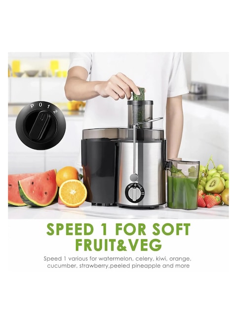 Electric Juicer Machine with Wide Chute &ndash; Whole Fruit Juicer Extractor for Juicy Vegetables &amp; Fruits &ndash; Powerful Mixer Blender with Bottle &ndash; Easy to Clean