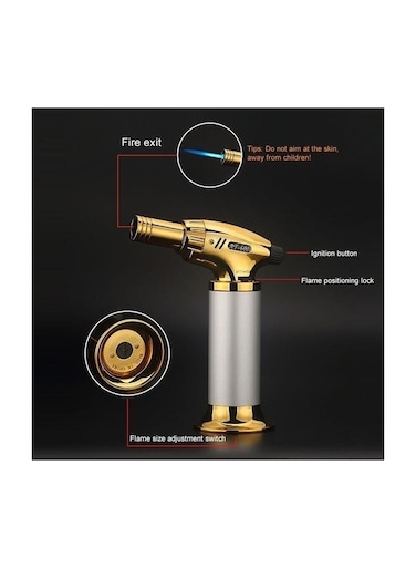 ولاعات الشعلة لهب قابل للتعديل - شعلة قابلة لإعادة الملء مع قفل أمان - شعلة طهي للكريم برولي، الطعام، الطبخ، المطبخ، الخبز - تناسب جميع البيوتان - مثالية للاستخدام الاحترافي والمنزلي