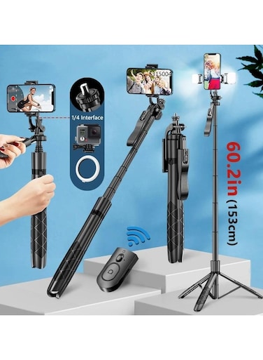 Selfie Stick L16 with Wireless Bluetooth Remote ,360&deg; Rotatable, Extendable Tripod Stand for Smartphones , Compact, Lightweight Design for Travel, Vlogging, and Photography