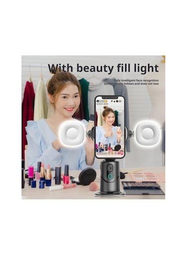 حامل ثلاثي لتتبع الوجه تلقائيًا مع دوران 360 درجة، عصا سيلفي ذكية مع مستشعر حركة AI، متوافق مع iPhone وAndroid، حامل كاميرا تسجيل فيديو محمول لـ TikTok، YouTube، والبث المباشر