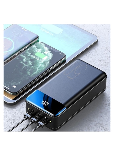 باور بانك سريع الشحن شاشة ليد 50000 مللي أمبير شاحن محمول سعة عالية 3 مخرجات حزمة بطارية الهاتف مع مصباح يدوي متوافق مع جهاز Iphone Samsung Xiaomi Huawei Tablet والمزيد أسود