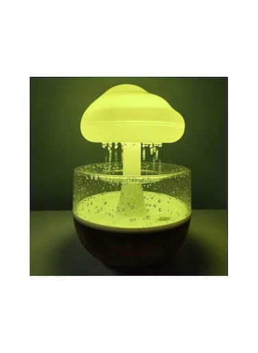 مرطب سحابة المطر مع 7 ألوان LED - مرطب رذاذ بارد بالموجات فوق الصوتية للمنزل والمكتب، مستويات رذاذ قابلة للتعديل، تشغيل هادئ، سعة 2 لتر، إيقاف تلقائي، وموزع للزيوت العطرية