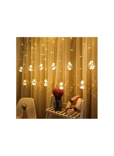 أضواء LED الكرة المرصعة بالنجوم أضواء الستار. ستارة نافذة ستارة توينكل ستار ، ضوء ليلي ، 3 م 12 أضواء كرة الرغبات التوصيل في ديكورات تزيين غرفة نوم الحديقة والمنزل للفتيات