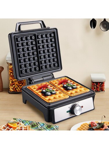 Electric Two Slice Waffle Maker Non-Stick Plates 850W Power  Adjustable Temperature Control Easy-to-Clean Breakfast Kitchen Appliance