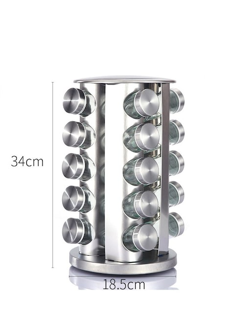 Revolving Spice Rack with 20 Jars Rotating Spice Rack Organizer Seasoning Organizer with Labels Stainless Steel Spice Carousel