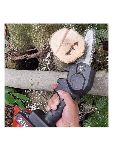 منشار تقليم كهربائي محمول منشار سلسلة كهربائي صغير مقص تقليم خفيف الوزن منشار بالمنشار مناسب لقطع الخشب 4 بوصات حوالي 10.16 سم أسود