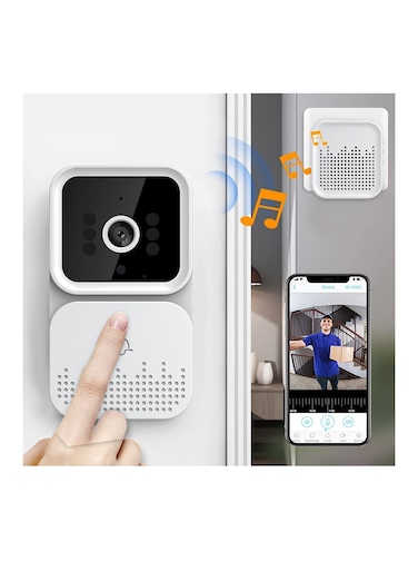 جرس باب مرئي ذكي لاسلكي عن بعد بالفيديو جرس باب مرئي ذكي للمنزل إنترفون HD رؤية ليلية واي فاي قابلة لإعادة الشحن جرس باب أمان يمكن إجراء مكالمات ثنائية الاتجاه لتسجيل الصور والتحكم في التطبيق