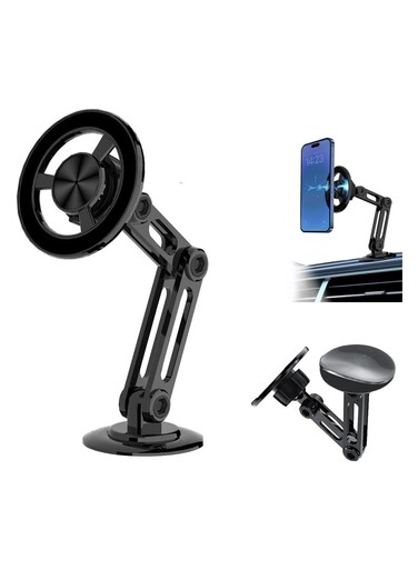 Universal 360&deg; PRO Magnetic Car Phone Holder Stylish Hands Free Phone Mount with Strong Suction Rotating Magnetic Phone Mount for Car Dashboard and Windshield Black