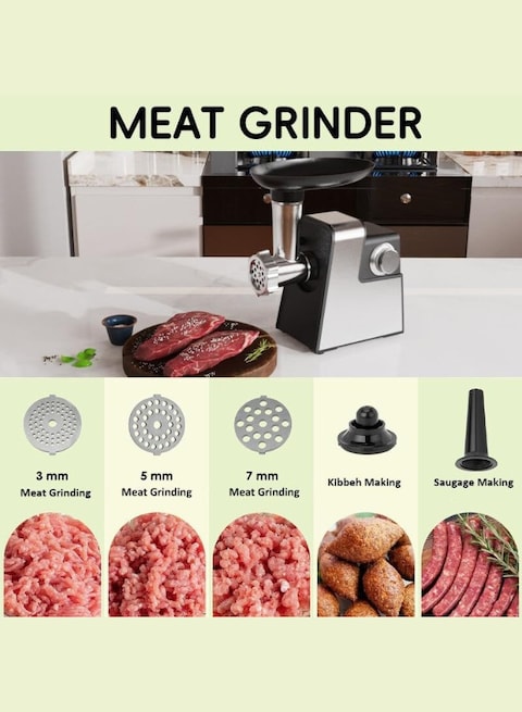 1000W Electric Vegetable Slicer 5-in-1  Kitchen Grater with Meat Grinder &amp; Sausage Attachment Cheese Grater, Easy to Clean  Multi-Functional Grater