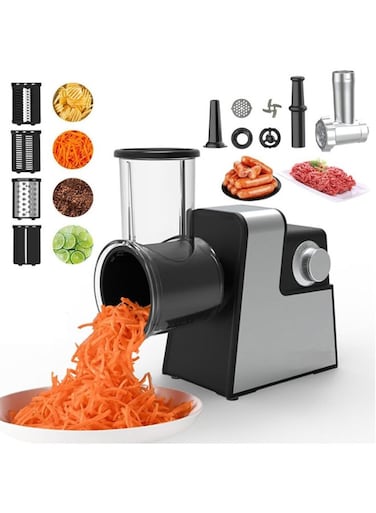 1000W Electric Vegetable Slicer 5-in-1  Kitchen Grater with Meat Grinder &amp; Sausage Attachment Cheese Grater, Easy to Clean  Multi-Functional Grater