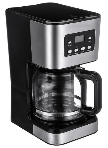950W Electric Coffee Machine, 12-Cup Drip Coffee Maker with Glass Coffee Pot, 220V Automatic Keep-Warm Function for Home and Office, White