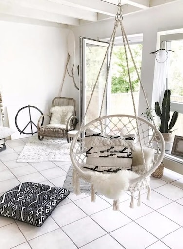 Buy Hammock Chair Macrame Swing Hanging Cotton Rope Chair Max