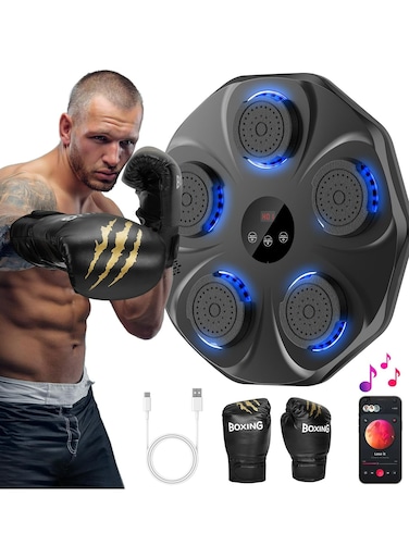 Wall-Mounted Smart Bluetooth Music Boxing Machine with Gloves - Electronic Target Trainer for Home, Indoor &amp; Gym Workouts