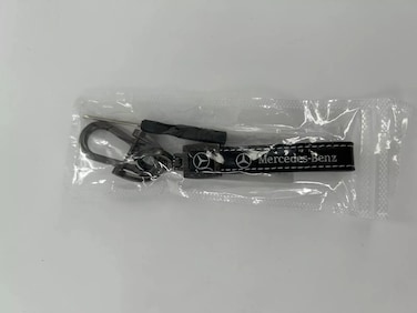 Premium Mercedes Keychain Key Ring - Black Leather &amp; Smoke Black Metal - Luxury Key Fob Holder Compatible with Mercedes-Benz Models
