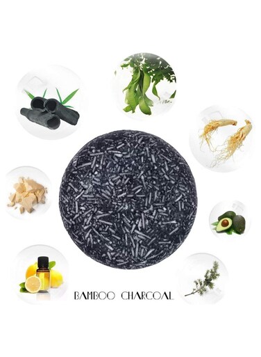2 pcs Natural Organic Bamboo Charcoal Solid Hair Shampoo Bar Vegan Solid Hair Darkening Shampoo Bar Natural Organic Conditioner
