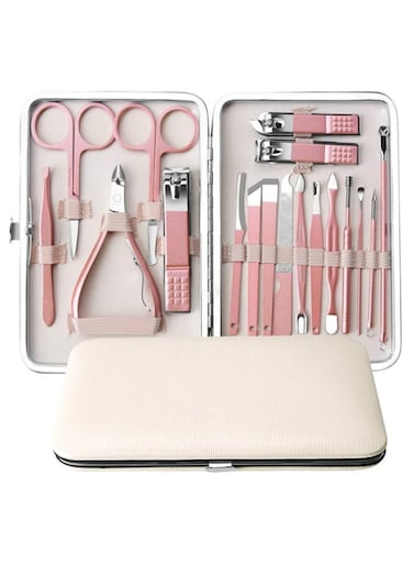 18pcs Professional Pedicure &amp; Manicure Tool Kit Nail Clippers Set with Acne Needle Nail File Trimmer Nose Hair Eyebrow Scissors Tool for Hand Foot  Face Care