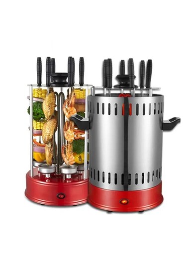 Premium Automatic Electric BBQ Grill, Stainless Steel (Model 5027) &ndash; Smokeless Indoor/Outdoor Grill with Temperature Control &amp; Rotisserie Function &ndash; Silver