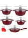 12-Piece Granite Cookware Set, Non-Stick Die-Cast Aluminum Pots and Pans Set with Tempered Glass Lids Scratch Resistant