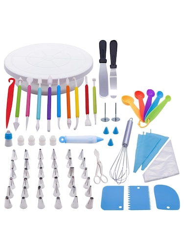 66-Piece Cake Decorating Accessories Kit  Includes Rotating Turntable 36 Icing Tips, Cake Ring, and Mould Perfect for Beginners and Professionals