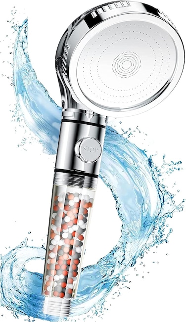 High Pressure Handheld Filtered Shower Head for Hard Water &ndash; Purifies &amp; Filters Impurities with Mineral Filter Balls for Healthier Skin &amp; Hair