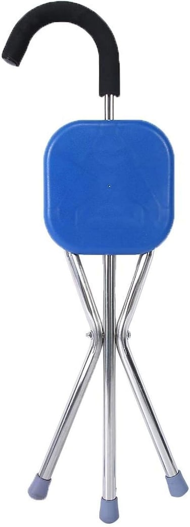 عصا مشي قابلة للطي مع مقعد مريح، عصي رحلات من الفولاذ المقاوم للصدأ لكبار السن، مقعد عصا محمول للراحة والدعم، عصا قابلة للطي قابلة للتعديل للمشي لمسافات طويلة والاستخدام في الهواء الطلق