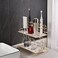 Bathroom Countertop Organizer with Toothbrush Holders &ndash; 2-Tier Gold Cosmetics Storage Display Rack, Vanity Glass Tray Dresser Shelf Organizer
