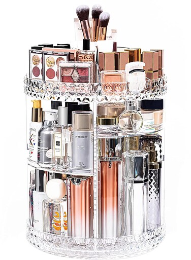 360&deg; Rotating Makeup Organizer  7 Layer Adjustable Cosmetic Storage Organizer Clear Acrylic Display Case for Jewelry Lipsticks Makeup Brushes &amp; Skincare
