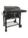 BBQ Trolley Charcoal Grill for Outdoor Patio &amp; Garden &ndash; Portable Charcoal Barbecue Grill with Side Trays, Storage Shelf, Wheels, and Adjustable Cooking Grates for Easy Mobility and Family Cookouts
