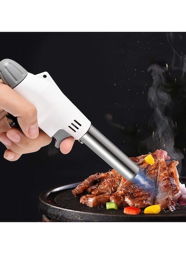 Blue Flame Torch Lighter, Windproof Butane Refillable Lighter with Adjustable Flame and Safety Lock, Portable Gas Jet Lighter for Outdoor, Camping, BBQ, and DIY, Blue