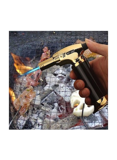 High-Power Butane Torch Flame Gun with Electric Ignition &ndash; Adjustable Flame &amp; Safety Lock, Portable Outdoor Gas Torch Lighter for Camping BBQ Welding Soldering
