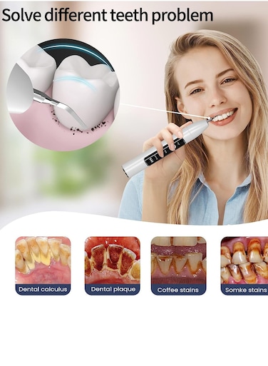 مجموعة تنظيف الأسنان القابلة لإعادة الشحن لإزالة البلاك - أداة تنظيف الأسنان الاحترافية بتصميم مقاوم للماء IPX6 لإزالة البلاك والجير - آمنة