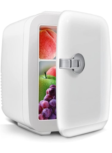 Mini Fridge 4L/6 Can Portable Cooler &amp; Warmer &ndash; Compact Personal Fridge for Skincare, Cosmetics, Food, &amp; Drinks &ndash; Ideal for Bedroom, Office, Car
