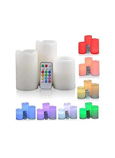 Romantic 3Pcs LED Flameless Candles Set with Remote Control &ndash; Battery-Operated, Realistic Flickering Effect, Perfect for Home D&eacute;cor, Weddings, Parties, and Gifts
